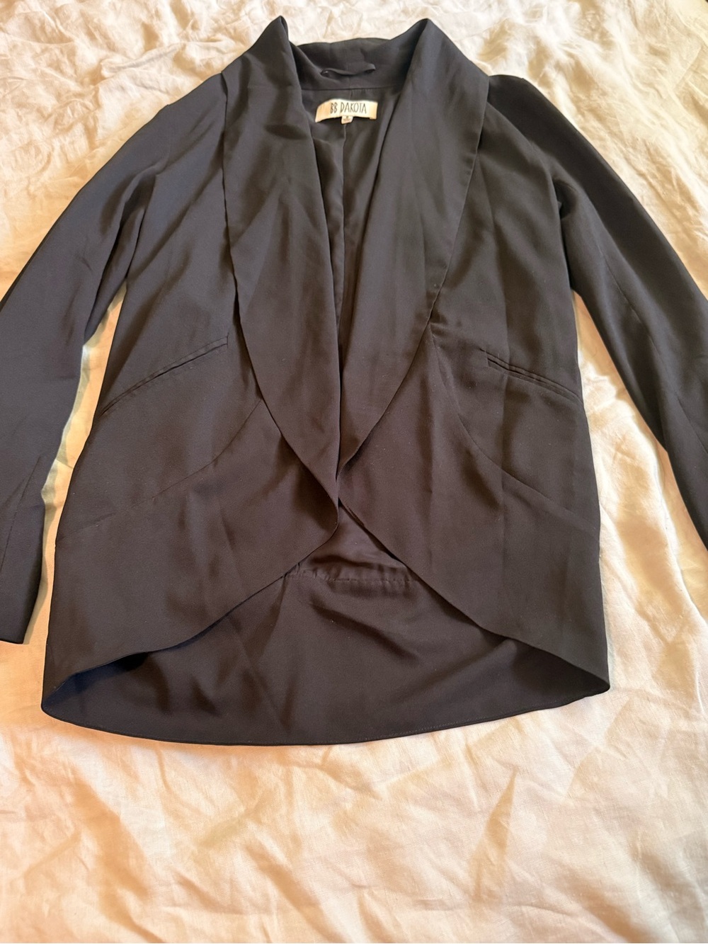 BB Dakota Black Draped Shawl Collar Blazer